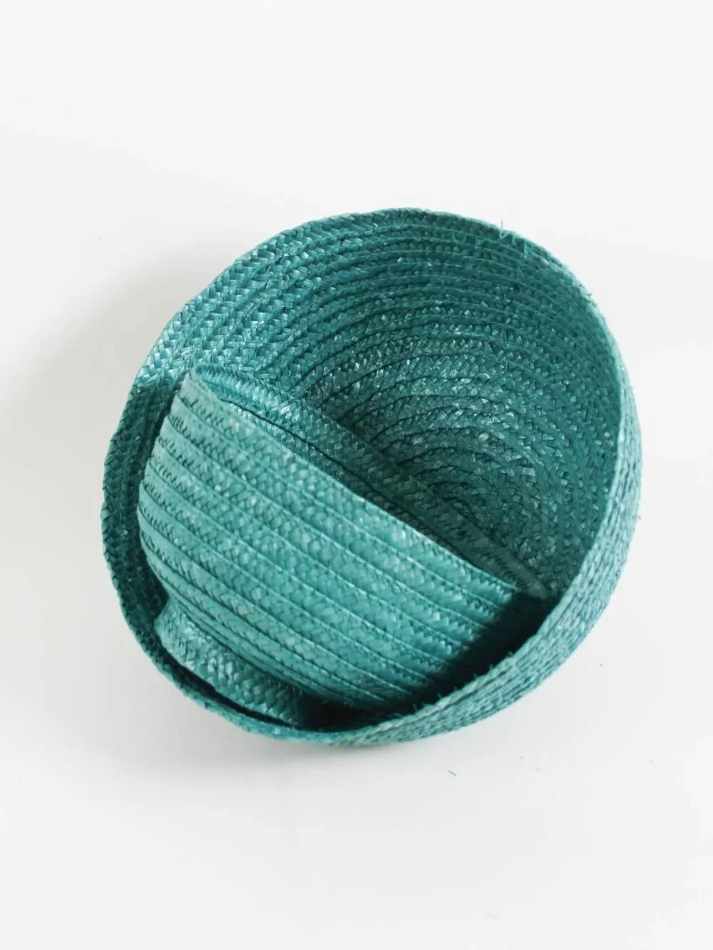 Teal Woven Nesting Bowls Set of 2 Boho Coastal